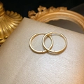 Minimalist 925 silver needle hoop earrings with a glossy gold-plated smooth finish - E5209 Gold Classic Hoops