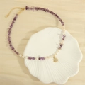 Collana bohémien con perle, pietre viola e ciondolo a forma di sole dorato chic - Stile Ciondolo (MNE0121)