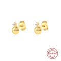 Minimalist S925 sterling silver gold-plated stud earrings with zircon and ball - Gold-Style 5-Round Zirconia Gold Ball
