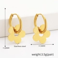 Detail of 18K gold plated stainless steel floral earrings with size measurements - Gold
