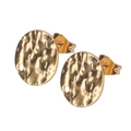 Hammered round gold-plated stainless steel earrings with DIY hanging hole accessory - 13mm/Gold/Round