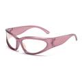 Cat eye cycling sports sunglasses in translucent lotus pink with transparent lenses - Pearlescent Pink Pink Mirror