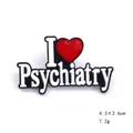 Detail view of I Love Psychiatry enamel brooch with 4.3x2.6cm size dimensions - Psychiatry Style