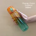 Orange and green gradient 560ml sports water bottle with flip top lid and carry strap - 560ml Orange Green Gradient