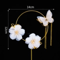 Golden butterfly and flower hair stick with elegant tassels for hair decoration - Iron Art Butterfly Topper