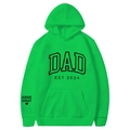Sweat à capuche vert vif avec imprimé DAD EST 2024 et détails de cœur au poignet - S / Hauts / Vert Fruit
