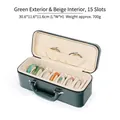 Dark green PU leather 15-slot bracelet storage case with handle and velvet interior - 15 Slots / Green Exterior / Beige Interior