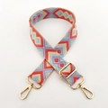 Adjustable 3.8cm wide geometric jacquard shoulder strap with gold metal hardware - Blue Purple Orange