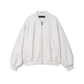 Minimalist light grey soft wool-like bomber jacket with stand collar and front zipper - XS / Light Gray