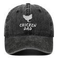 Vintage black washed cotton baseball cap featuring white Chicken Dad embroidery - One Size / Black