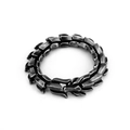 Macro shot of punk style dragon scale chain bracelet with retro silver finish and clasp - Dark Gray