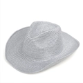 Sombrero vaquero plateado con acabado brillante de purpurina y textura tejida - M (56-58cm) / Plateado