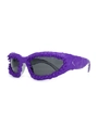 Avant-garde purple sunglasses with unique liquid texture and sharp 3D artistic spikes - Purple Frame Grey Lens (Purple Brushed)