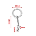 Porte-clés en acier argenté avec anneau 25mm et fermoir mousqueton 11mm pour le DIY - Anneau Plat 25mm + Chaîne Simple + Fermoir Mousqueton