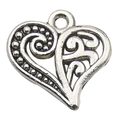 Herzanhänger aus Altsilber im Vintage-Stil mit Lochmuster für DIY-Schmuckherstellung - Punktiertes Hohlherz 13x12mm