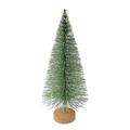 Mini-Weihnachtsbaum mit weißer Beflockung und rundem Holzsockel für Tischdeko - Grün / 4.5CM