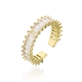 Minimalistischer verstellbarer 18K vergoldeter Ring mit Zirkonia-Steinen im Baguette-Schliff - Einstellbar Offen / Baguetteschliff-Stil (12254)