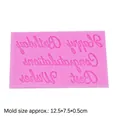 Roze siliconen vorm met Happy Birthday en Congratulations letters voor gebak - 4# Feestelijke Groeten / Roze