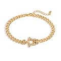 Golden Cuban chain bracelet with iced-out star charm and adjustable lobster clasp - Hollow Star