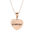 Rose gold heart pendant necklace with single diamond and É ÚNICA engraving - Rose Gold