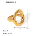 Detailed size view of an 18k gold-plated stainless steel hollow oval ring, size 8 - Jdr2403002-8