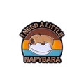 Cute sleeping Capybara enamel pin with 'I NEED A LITTLE NAPYBARA' slogan on metal badge - Sleeping Capybara (I NEED A LITTLE NAPYBARA)