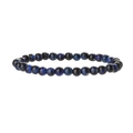 Détail des perles de 6mm en pierre d'œil de tigre bleu foncé avec cordon élastique - Oeil de Tigre Bleu