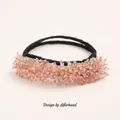 Pink crystal bead hair tie accessory for easy bun styling and elegant hair updos - R5-25# Pink Hair Bun Tool