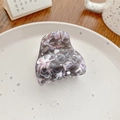 Elegant purple-grey marbled acetate hair claw clip for women's daily ponytail styling - Gray Purple