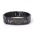 Dettaglio del bracciale di laurea in acciaio inossidabile nero con incisione d'ispirazione - Stile 2-Behind You