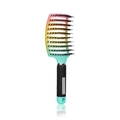 Vented hair brush with pink yellow and teal gradient and anti-slip black handle - Rainbow Boar Bristle Vented Brush