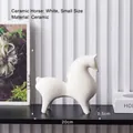Modern minimalist white ceramic horse statue with a matte finish for home decor - Small Texture White