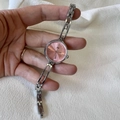 Minimalist quartz bracelet watch for women featuring pink dial and silver metal chain strap - Silver Case Pink Dial
