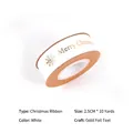 White 2.5cm Christmas ribbon with gold foil Merry Christmas text and snowflakes - 2.5CM Width * 10 Yards / White
