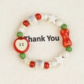 Handmade Jingdezhen ceramic beaded bracelet with red apple and white star charms - Starlight (1593-02)