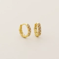 Minimalist gold double-row zircon huggie earrings in s925 silver with a classic closure - 925 Silver / Gold