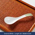 Ceramic soup spoon in green and white finish measuring 16cm length and 4.5cm width - Green/White