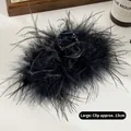 Eleganter großer schwarzer Straußenfeder-Haarclip für Damen, 13cm Shark-Clip Accessoire - Große Clip ca. 13cm / 066 Schwarze Federklammer [Groß]