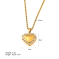 Collana con medaglione a cuore dorato e strass con catena a fune di 40+5cm - Stile medaglione a cuore con strass dorati (RTG4HV5)