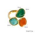 Vergoldeter Ring mit bunten grünen und orangen Zirkonia-Steinen im Tropfendesign - Mehrfarbig 13