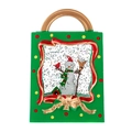 Palla di neve natalizia a forma di borsa verde con pupazzo di neve e brillantini - Borsa regalo piccola / Verde - Pupazzo di Neve con Scopa