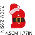 Detailansicht der Größe des Weihnachts-B-Stickpatches mit festlicher Nikolausmütze - Weihnachtsmütze Buchstabe-B