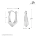 Detalle de aros de plata de ley 925 con especificaciones de tamaño y peso precisas - Plata 925 / Plata 925 chapada en oro blanco