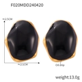 British vintage black and gold oil drip earrings with elegant titanium steel design - Gold Black Gemstone Earrings