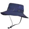 Sombrero de sol azul marino transpirable con ala ancha y cordón para senderismo - Azul marino