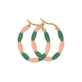 Fashionable pink and green beaded hoop earrings with gold-plated stainless steel clasp - 4# Green Orange