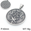 Vintage silver Hecate snake pentagram necklace pendant with 40mm diameter size - Hecate Moon Torch Maze Style (KP117698-LU) / Pendant Only