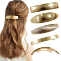 Lot de 5 barrettes en alliage doré aux designs minimalistes courbés et texturés - Ensemble 1 (5 Pièces)