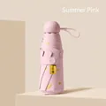 Mini sombrilla rosa de pleno verano con corazones dorados y protección solar UPF 50+ - Con caja de almacenamiento / Rosa de pleno verano (Corazón Grande)