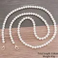 White faux pearl crossbody strap for phone or bag with gold lobster clasps 118cm - 10mm Pearl Crossbody (Gold Clasp) / 118cm